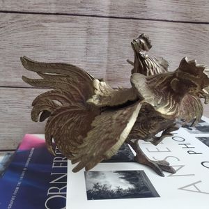 Vintage Accents - Vintage Set of 2 Brass Roosters Vintage Accents - Vintage Set of 2 Brass Roosters